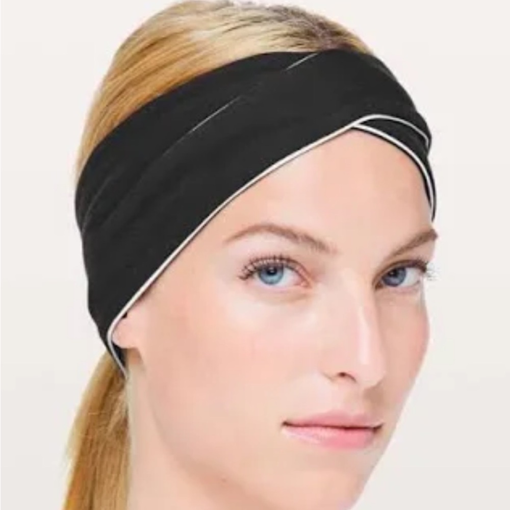 Black Piped Wide Headband - Women Hair Accessory